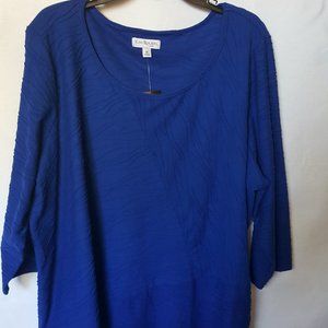Kim Rogers Curvy 3X Top Tunic Navy CrissCross  NWT